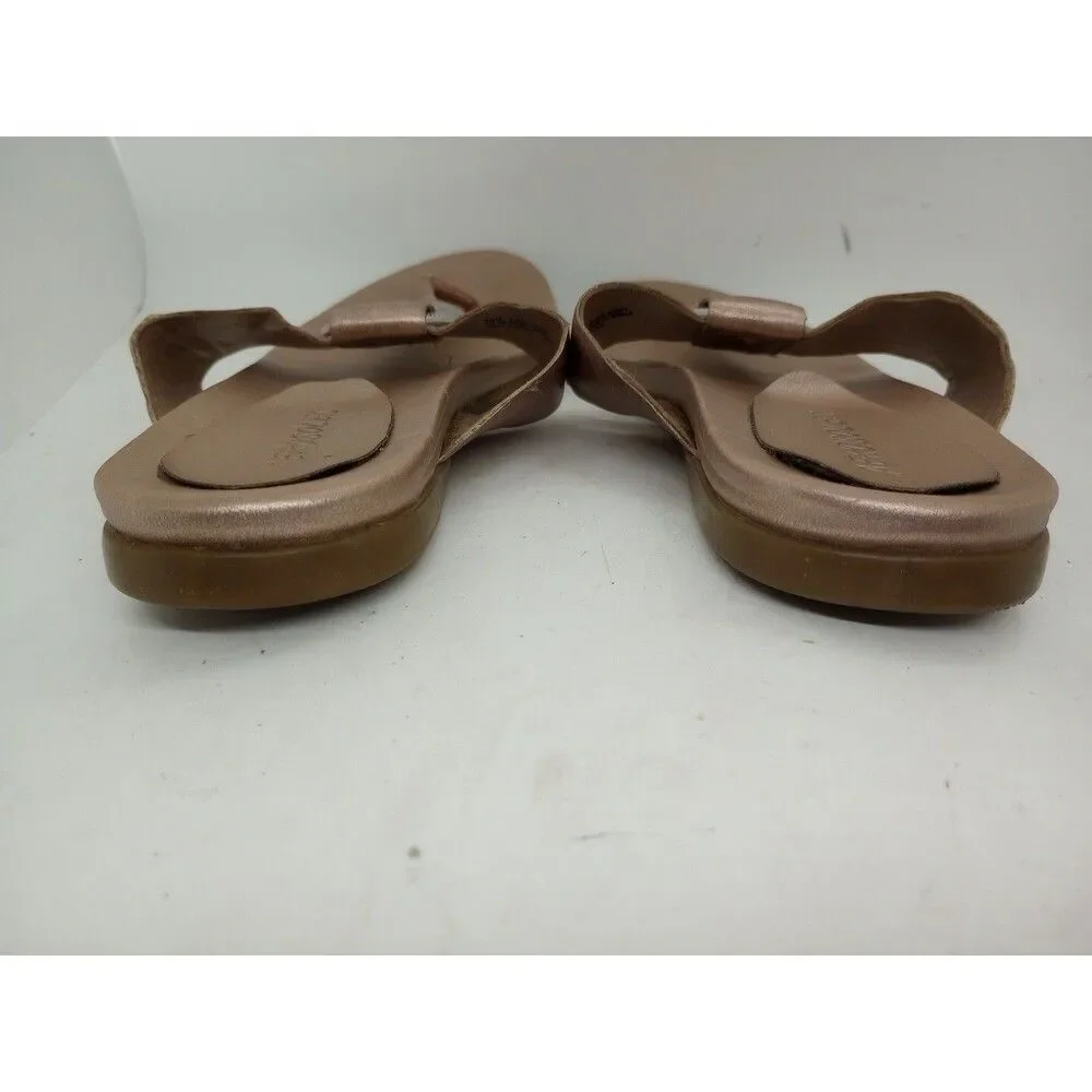 Aerosoles Sandals Vegan T-Strap Thong Flat Sz 7.5 Copper Disco Night